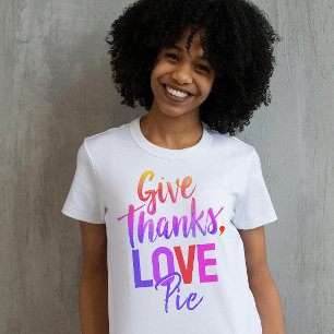 T-shirt Fille Colorée rose Donner Merci Love Pie Script