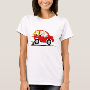 T-shirt Fille conduisant la bande dessinée de voiture