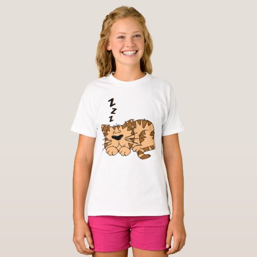 T-shirt fille couchage chat (Devant entier)