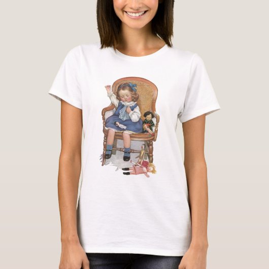 T-shirt Fille cousant des poupées (Devant)