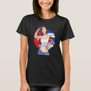 T-shirt Fille Cubanita Drapeau Cuba Fierté Hispanique Cuba