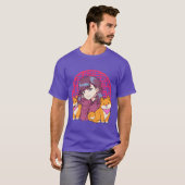 T-shirt Fille d'anime avec ami chiens (Devant entier)