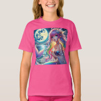 Fille d'anime chantant clair de lune pixie mermaid