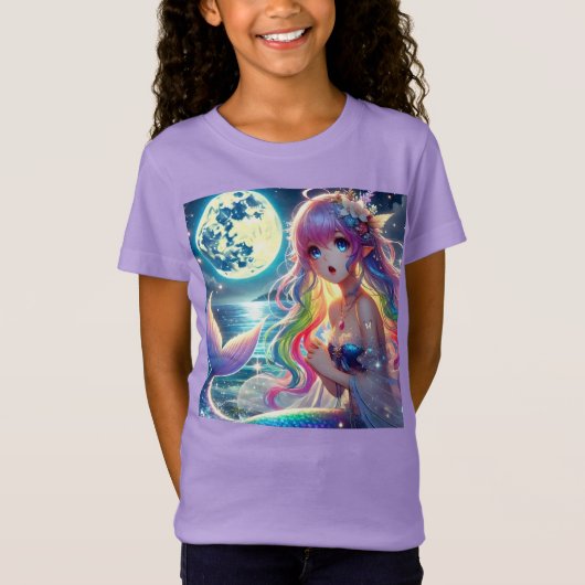 T-Shirt Fille d'anime chantant clair de lune pixie mermaid (Devant)