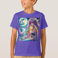 Fille d'anime chantant clair de lune pixie mermaid