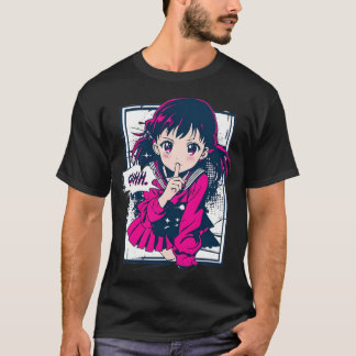 T-shirt Fille d'anime des années 90 faisant chut dans un s