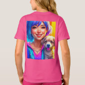 T-shirt Fille d'anime et chiot (Dos)