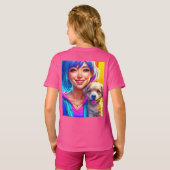 T-shirt Fille d'anime et chiot (Dos entier)