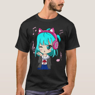 T-shirt Fille d'anime et de musique foreen Chibi Fille d'a