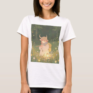 T-shirt Fille d'anime éthérée avec des cornes dans une pra