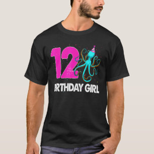 T-shirt Fille d'anniversaire 12 Octopus Love