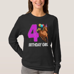 T-shirt Fille d'anniversaire 4 équitation cavalier Horse L