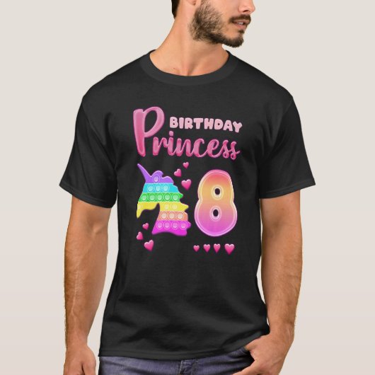 T-shirt Fille d'anniversaire 8 ans Unicorn Pop It Fidget P (Devant)