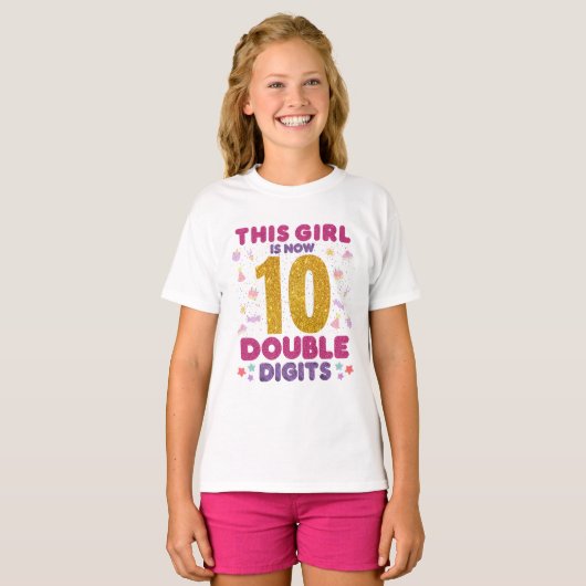 T-shirt Fille d'anniversaire Cette fille est maintenant 10 (Devant entier)