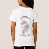 T-Shirt Fille d'anniversaire de la fête de l'Unicorne (Dos)