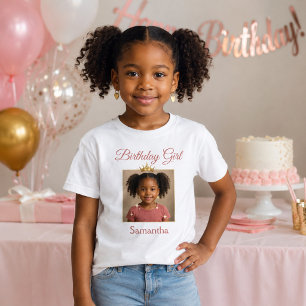 T-shirt Fille d'anniversaire élégante avec photo sur le th