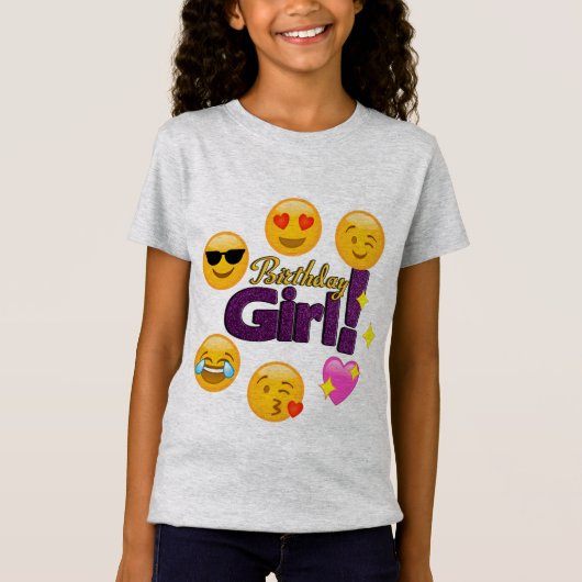 T-Shirt Fille d'anniversaire (emojis) (Devant)