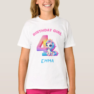 T-Shirt Fille d'anniversaire Licorne – Nom personn