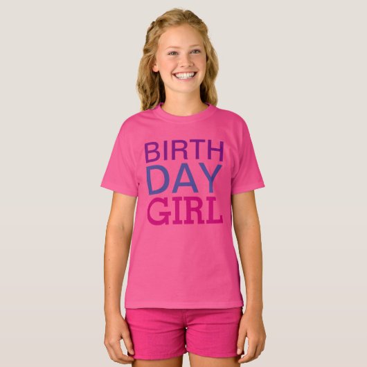 T-shirt Fille d'anniversaire moderne Hot rose Custom Numér (Devant entier)