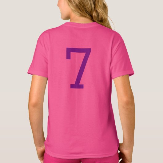 T-shirt Fille d'anniversaire moderne Hot rose Custom Numér (Dos)