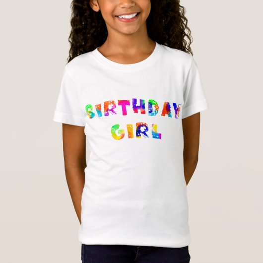 T-shirt fille d'anniversaire Rainbow personnalisée (Devant)