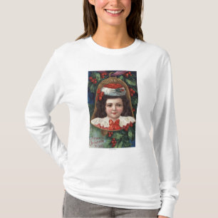 T-shirt Fille dans le casquette de Père Noël à Bell