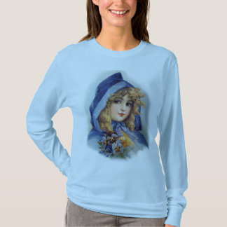T-shirt Fille dans le chapeau bleu