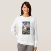T-shirt Fille dans le rose tenant les fleurs pourpres (Devant entier)