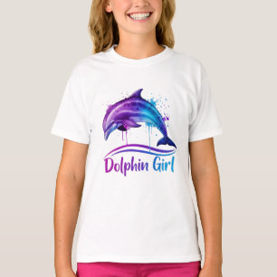 T-shirt Fille Dauphin Amoureuse de l'Océan Graphique