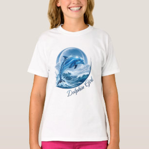 T-shirt Fille Dauphin Amoureuse de l'Océan Graphique