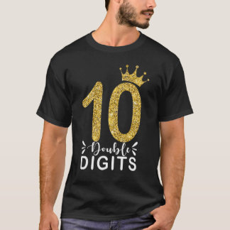 T-shirt Fille de 10 ans Double Chiffres 10ème Anniversair