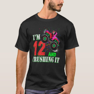 T-shirt Fille de 12 ans 12e anniversaire Monster Camion Bo