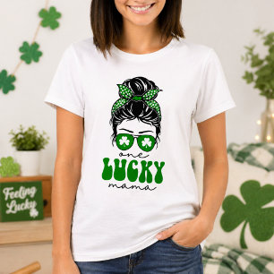 T-shirt Fille de 1 an avec un chignon brouillon Chanceuse