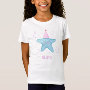 T-Shirt Fille de 1er anniversaire Blue Starfish Fête Océan