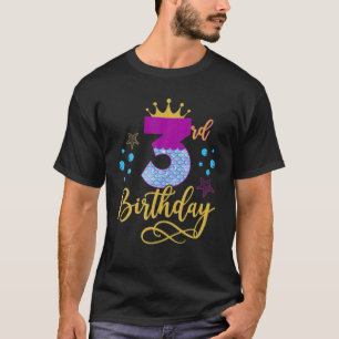 T-shirt Fille De 3 Ans Anniversaire 3 Ans Mermaid Pour Fil