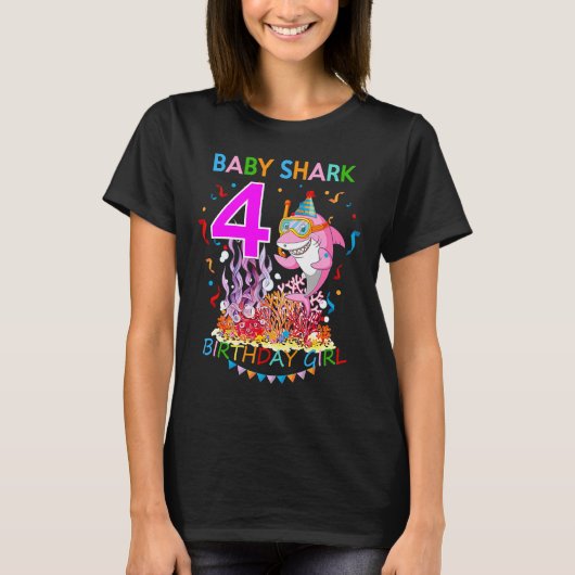 T-shirt Fille de 4 ans pour la fête d'anniversaire de requ (Devant)