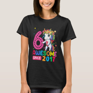 T-shirt Fille de 6 ans Licorne Flossing 6e Anniversaire Fi