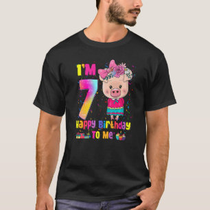 T-shirt Fille de 7 ans Awesome Princesse Cute Pig 7th Bir