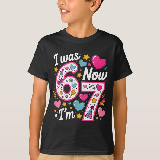 T-shirt Fille de 7 ans d'anniversaire J'avais 6 ans Mainte (Devant)