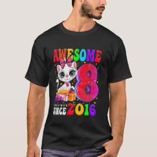 T-shirt Fille de 8 ans Fête d'anniversaire Chat mignon 8 A