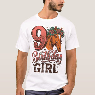 T-shirt Fille de 9 ans Fleur de Cheval Design Vintage