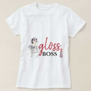 T-shirt Fille de boss brillant moderne Black Red Funny Wor