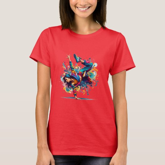 T-shirt Fille de breakdance colorée Art (Devant)