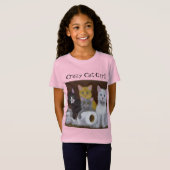 T-shirt fille de chat fou (Devant entier)