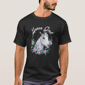 T-shirt Fille de cheval de femmes graphique amoureux de ch