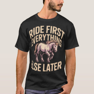 T-shirt Fille de cheval Poney Équitation Cavalier Équestre