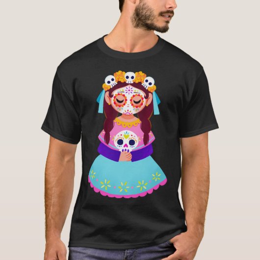 T-shirt Fille de crâne à sucre (Devant)