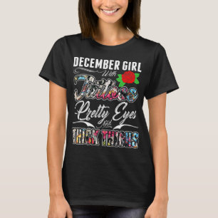 T-shirt Fille de décembre avec de jolis yeux de tatouages