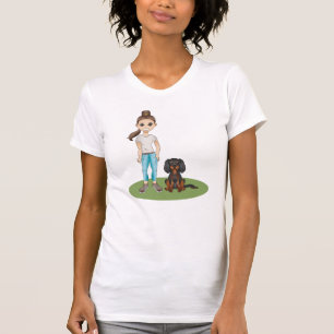 T-shirt Fille de dessin animé et chien Cavalier King Charl