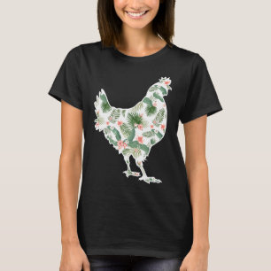 T-shirt Fille de Fleur de Poulet Imprimé Floral Hen Hawaïe